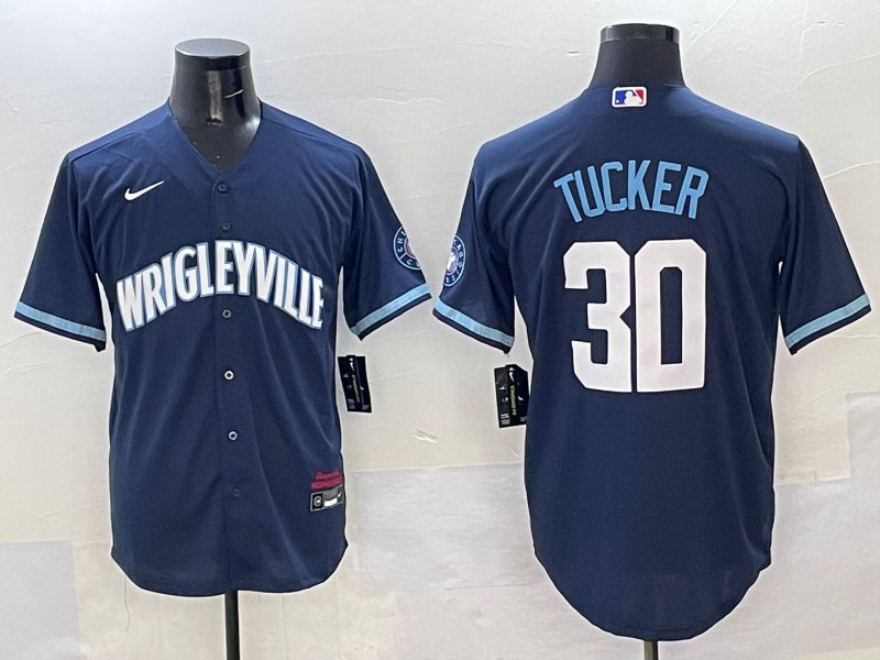 Men Chicago Cubs #30 Tucker Dark Blue City Edition 2025 Nike MLB Jersey style 1